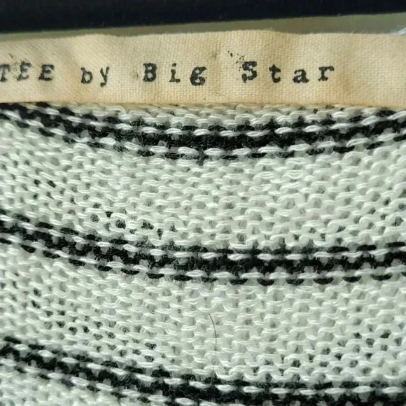 VTG Big Star Long sleeve knit stripe top, Light Weigt sweater w Hood, size small - Picture 6 of 6